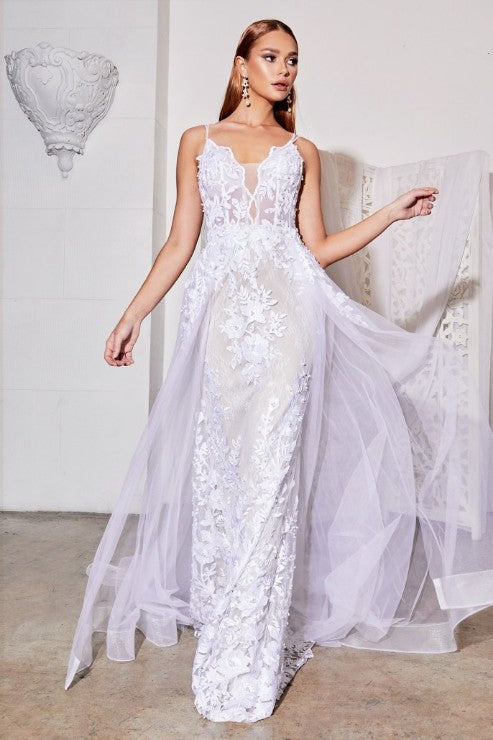Overskirt Off White Lace Embroidered Wedding Gown