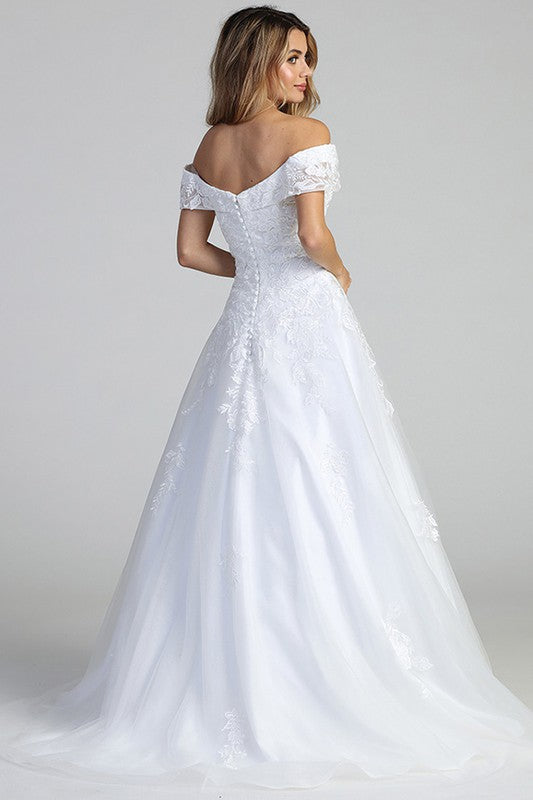 Sweetheart White Off Shoulder Hybrid Top A Line Bridal Gown