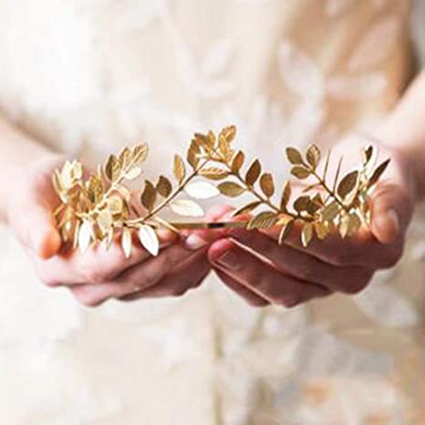 Grecian Leaves Gold Wedding Tiara Crown