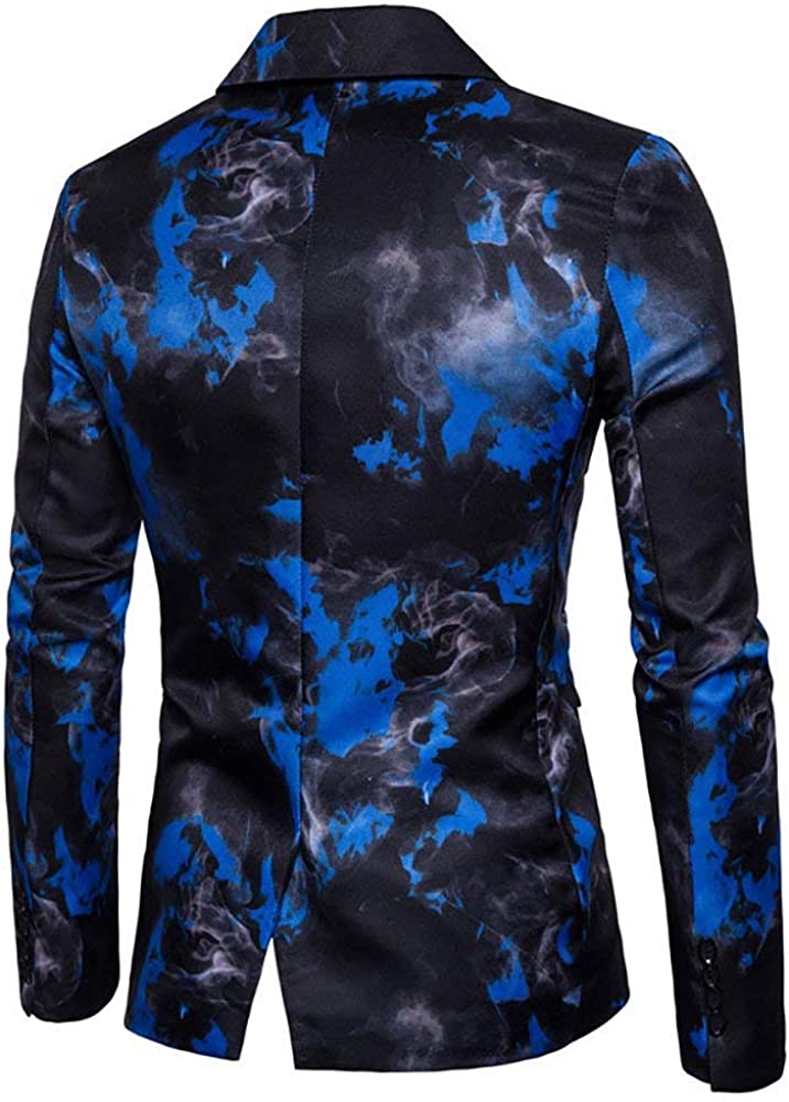 Abstract Blue Single-Breasted Men&