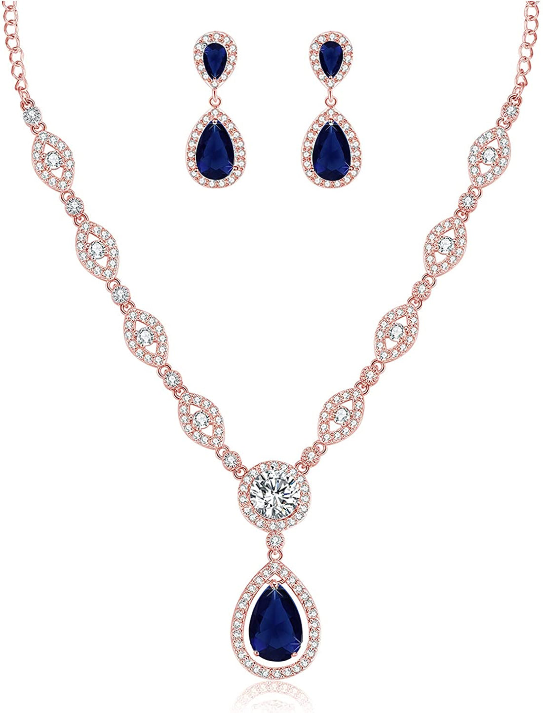 Cubic Zirconia Rose Gold Plated Bridal Jewelry Sets