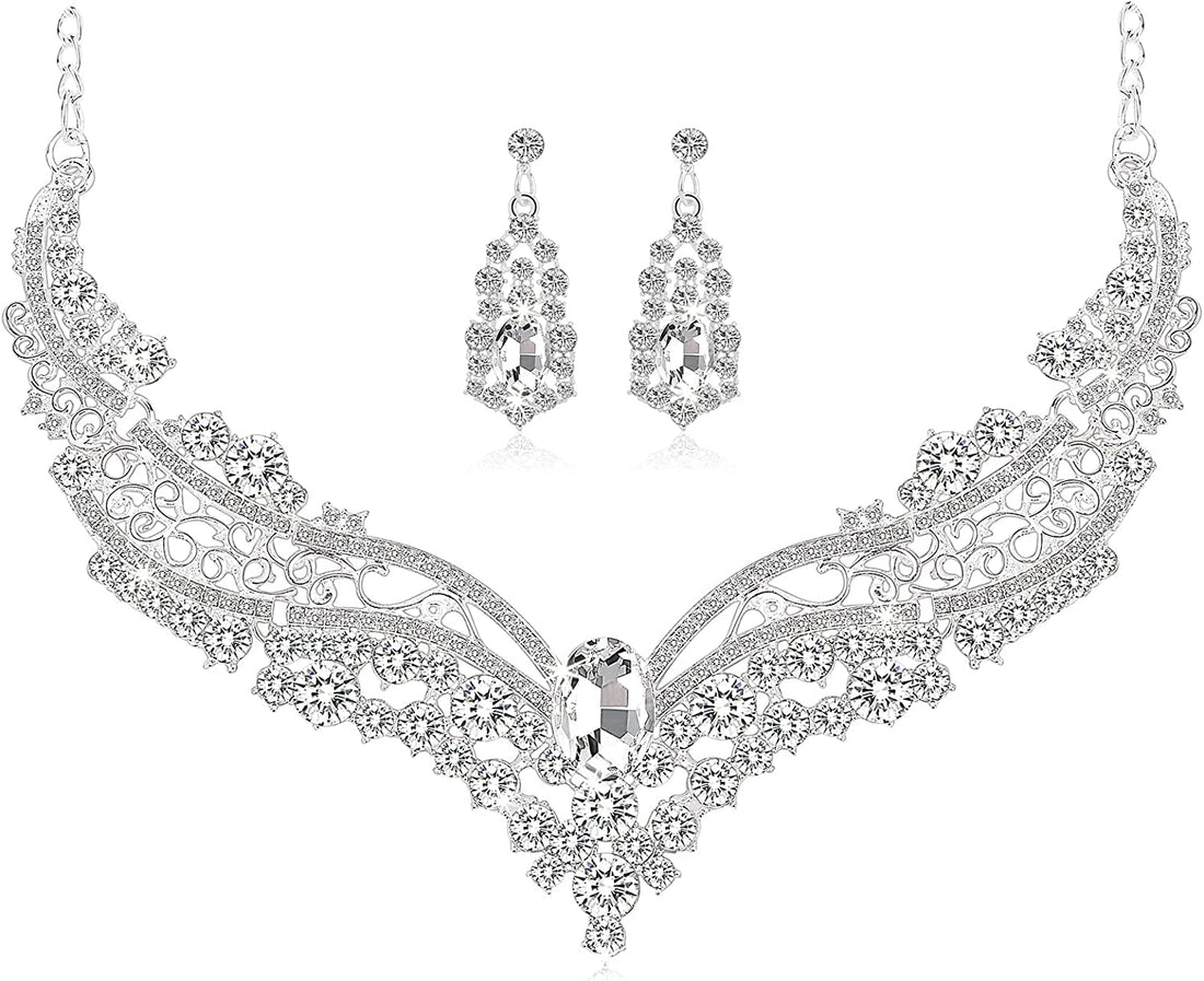 Drop Crystal Sliver Rhinestone Bridal Jewelry Sets