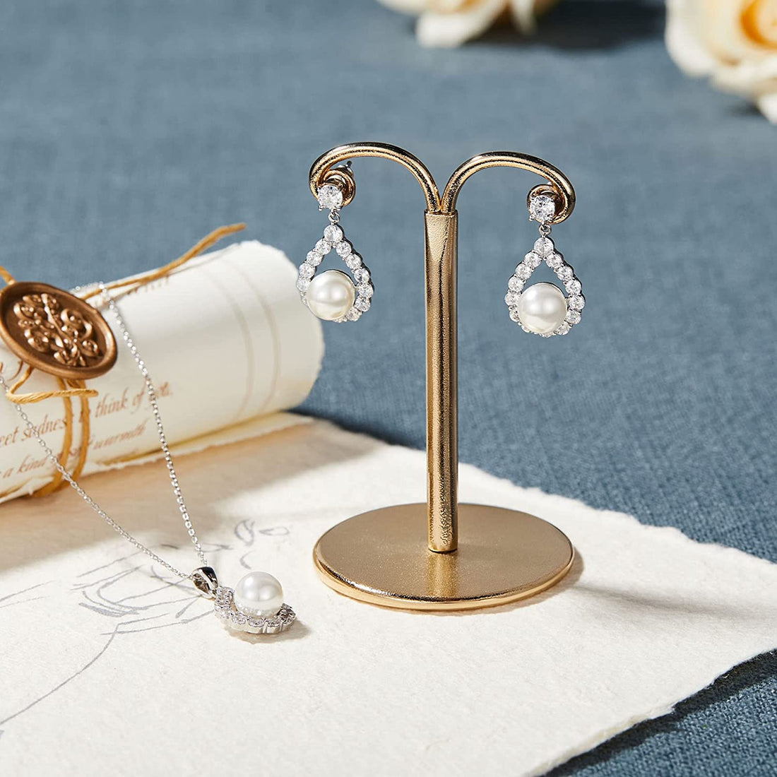 Pierced Pearl Silver Cubic Zirconia Bridal Jewelry Sets