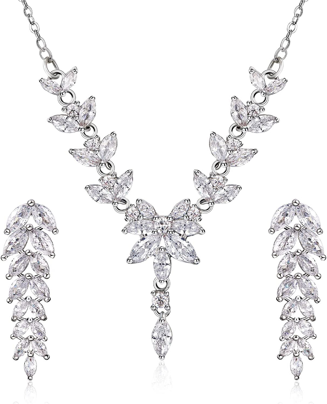 Silver Rhinestone Cubic Zirconia Bridal Jewelry Sets