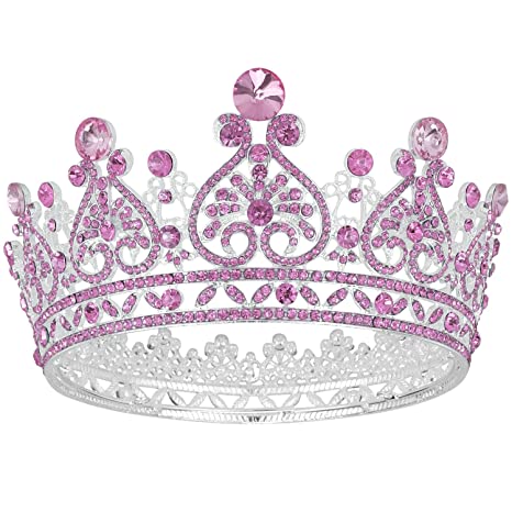 Beautiful Pink Rhinestone Encrusted Wedding Crown