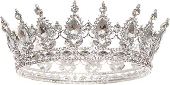 Romantic Rhinestone Princess Crystal Silver Rounded Wedding Tiara Crown