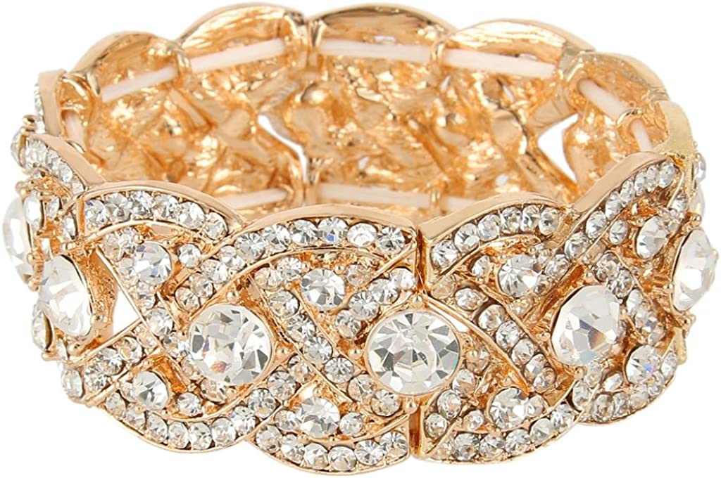 Crystal Gold Alloy Pearl Stretch Wedding Bracelet