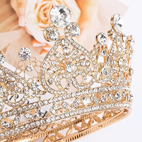 Beautiful Light Gold Rhinestone Encrusted Wedding Crown