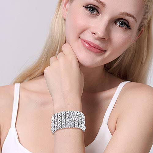 Round Shaped Silver Austrian Crystal Wedding Bracelet