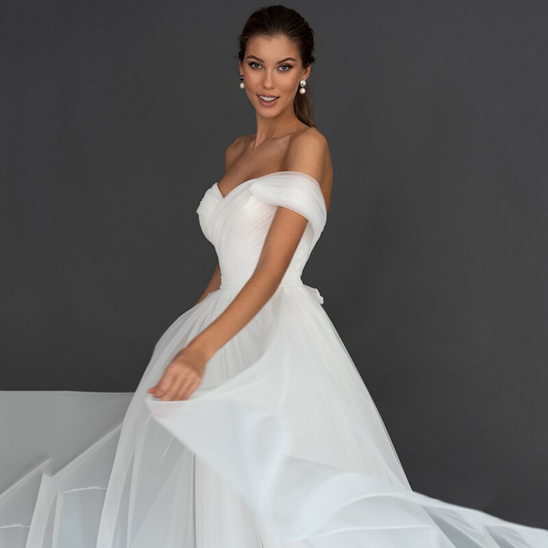 Adelaide Sweetheart White Chiffon Tulle Wedding Dress